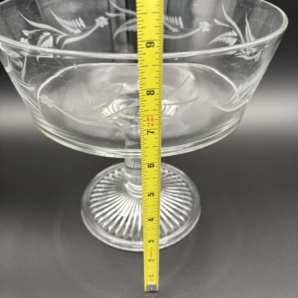 Riverside Glass Compote Thumbprint Band‎ Clear EAPG Antique